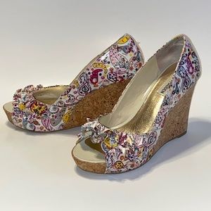 Steve Madden Paisley Peep Toe Cork Platform Wedge